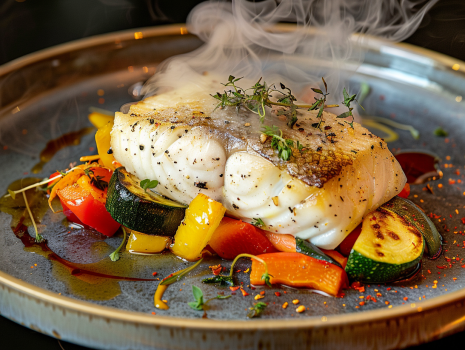 Печена риба със зеленчуци