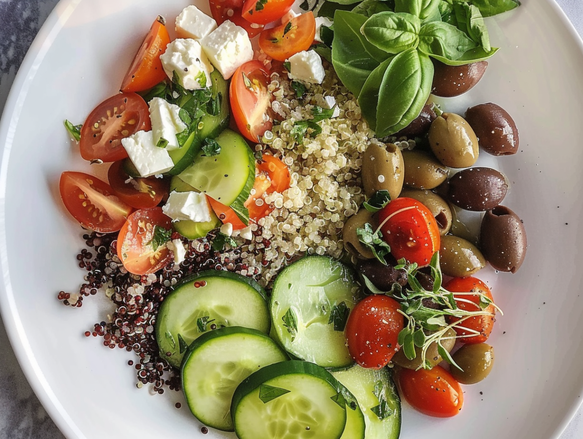Здравословна средиземноморска салата с киноа